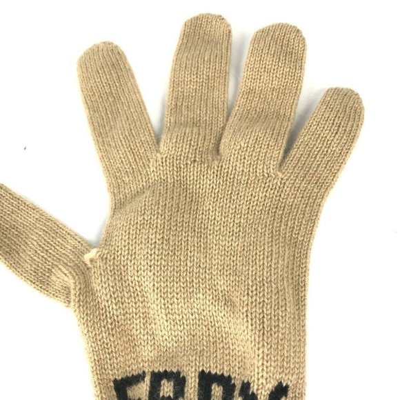 Auth BURBERRY Bicolor logo Glove gloves wool Beige/Black - Picture 10 of 12